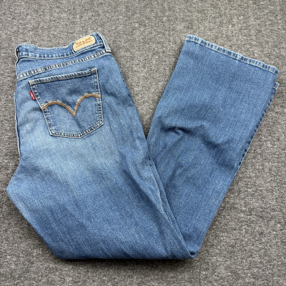 Levis 515 Jeans Womens 14M 34x32 Blue Bootcut Mid Rise Medium Wash Stretch Denim